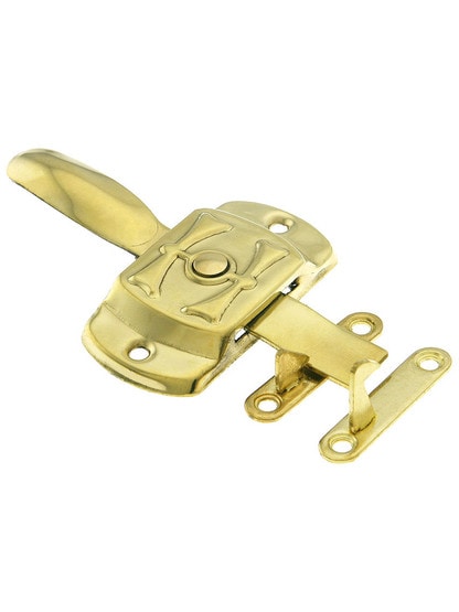 Solid Brass Reversible H Hoosier Latch in Un-Lacquered Brass.